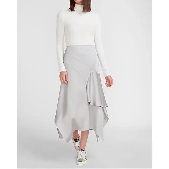 Express Skirts Mix Match 25 Expresshigh Waisted Satin Ruffle Slip Skirt Poshmark